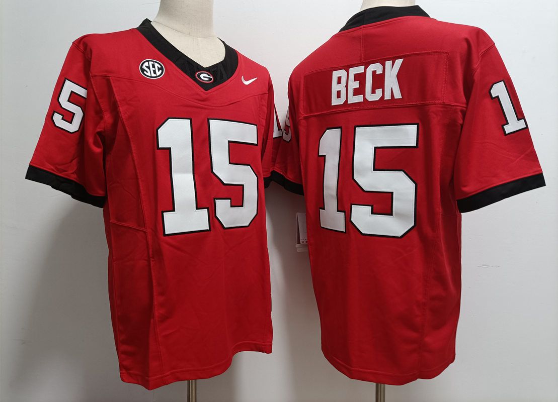 Men Georgia Bulldogs #15 Beck Red Nike 2025 NCAA Jersey->ncaa teams->NCAA Jersey